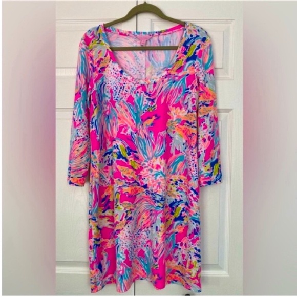 Lilly Pulitzer Devon Dress Summer Dress Pink Blue Size Medium - Picture 1 of 8